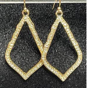 2” Earrings Crystal CZ Gold Drop Dangle Open Kendra Scott Sophee STYLE S21